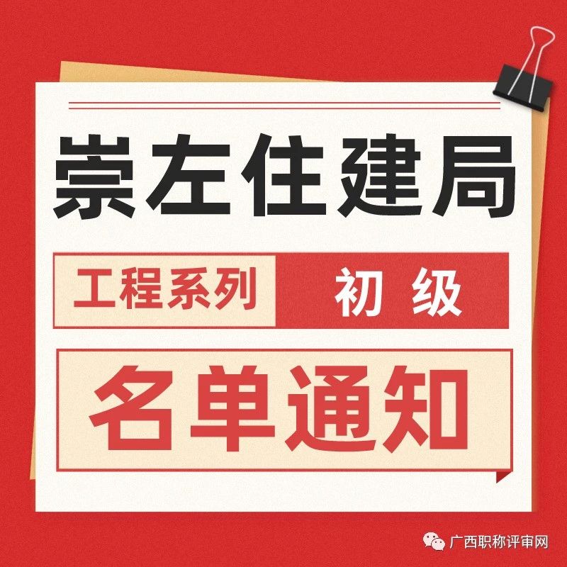 崇左住建局2022年工程系列初级职称取得人员名单通知